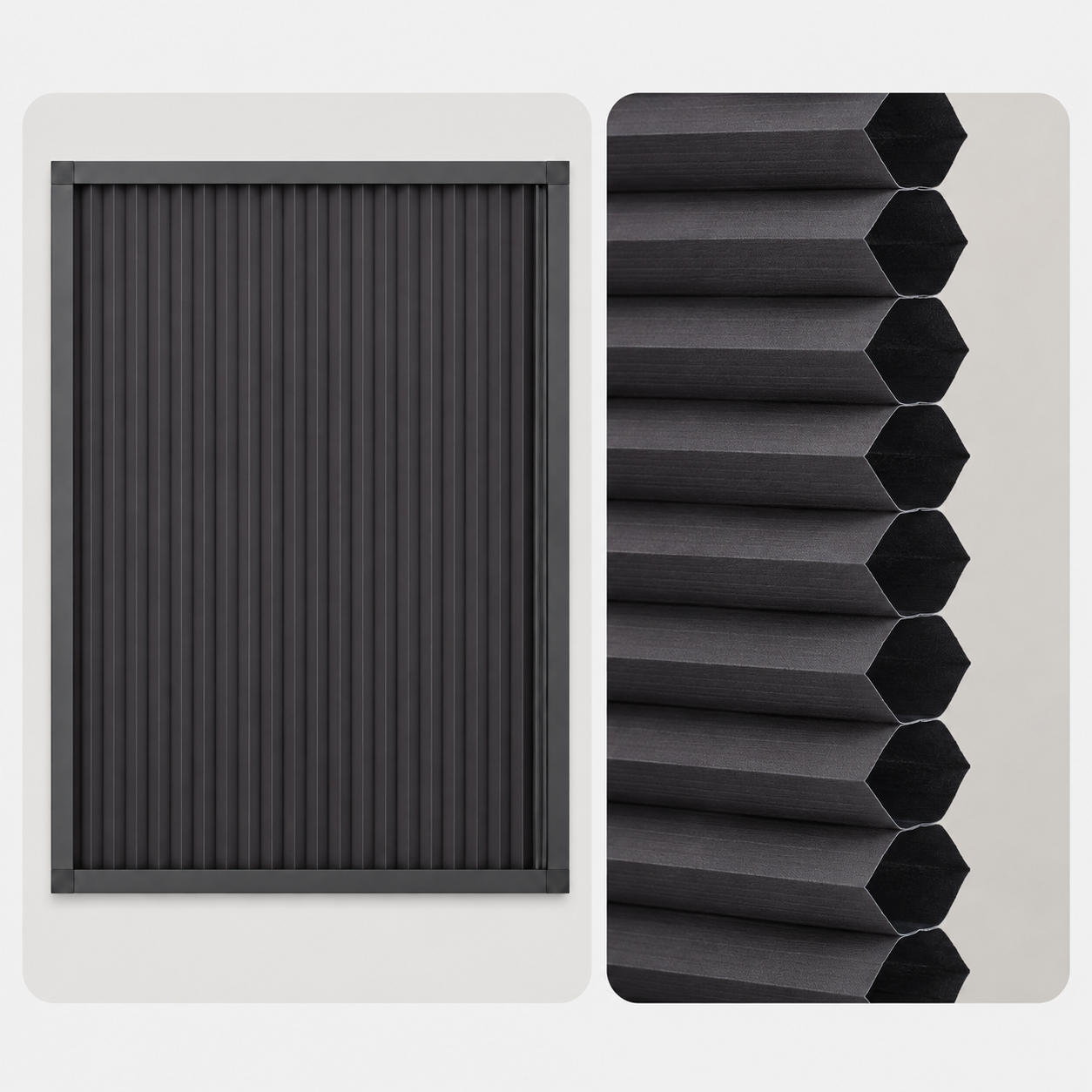 Full blackout fabric and honeycomb detail