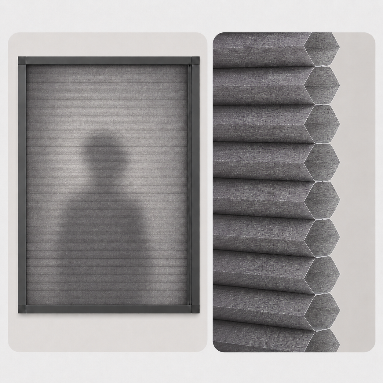 Light filtering fabric and honeycomb detail