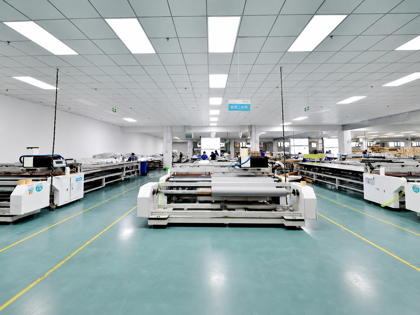 Clean production floor with window covering machinery
