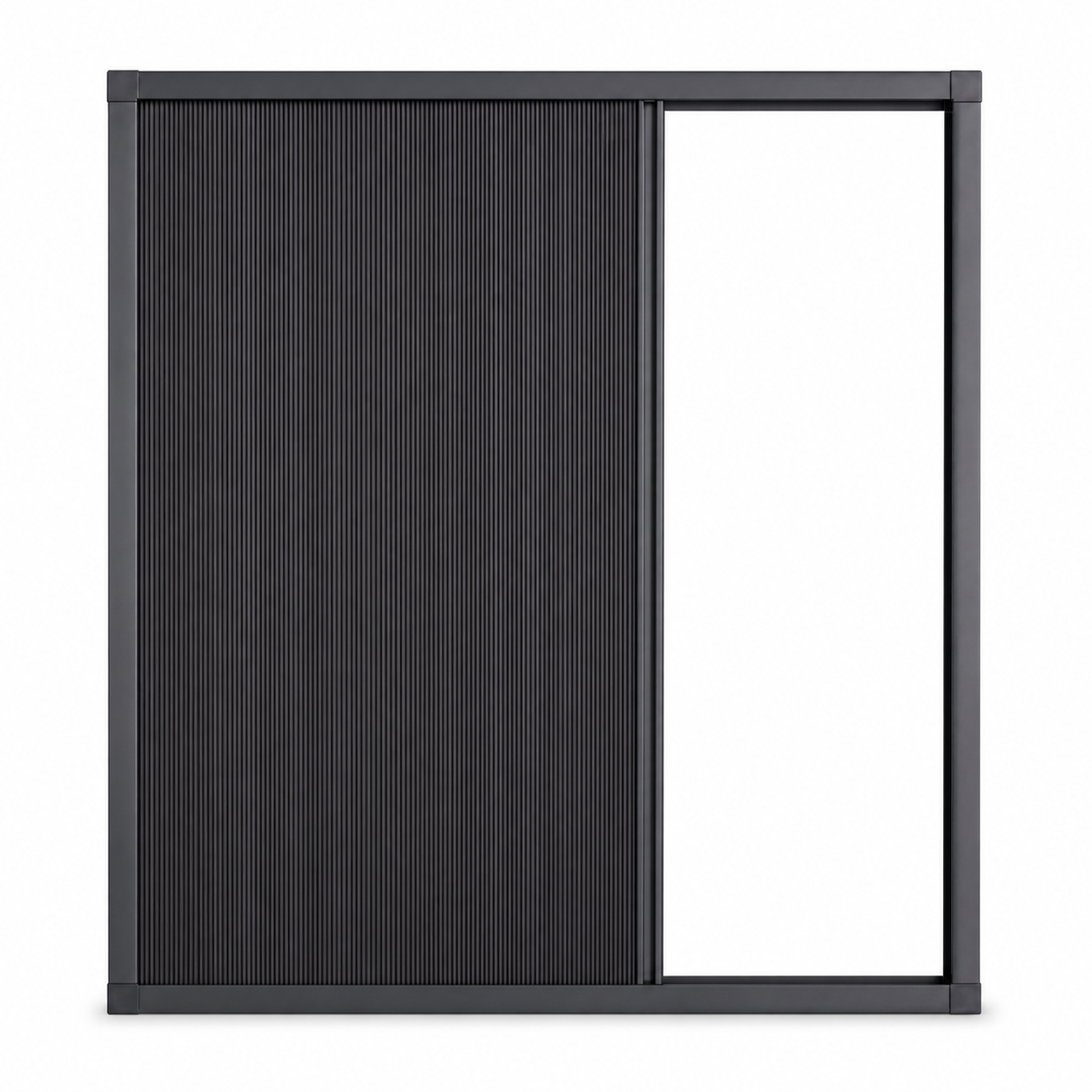 White background product view of a horizontal sliding blackout blind